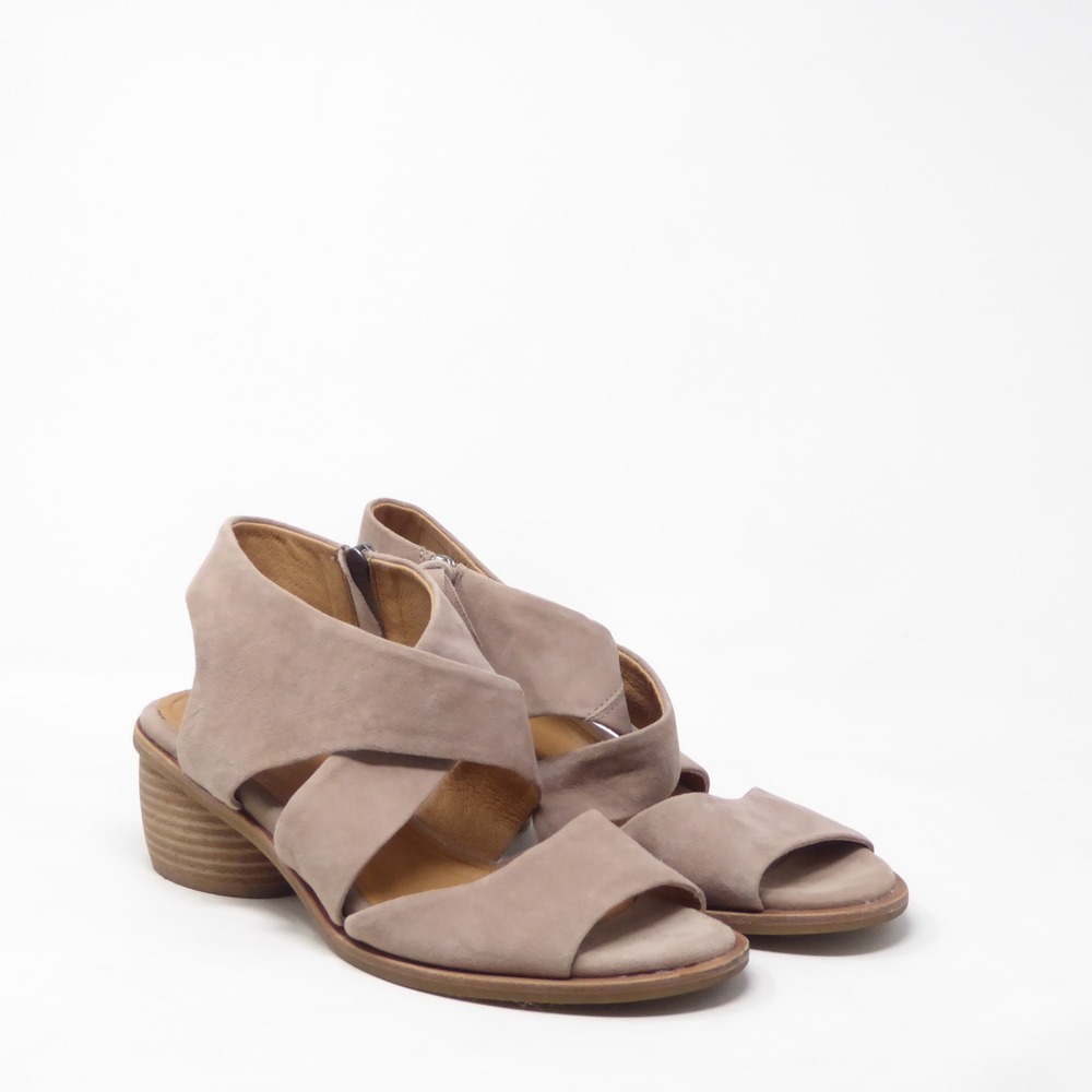 Sofft Womens Camille Heeled Wraparound Sandals Taupe Suede Block Heel 9M